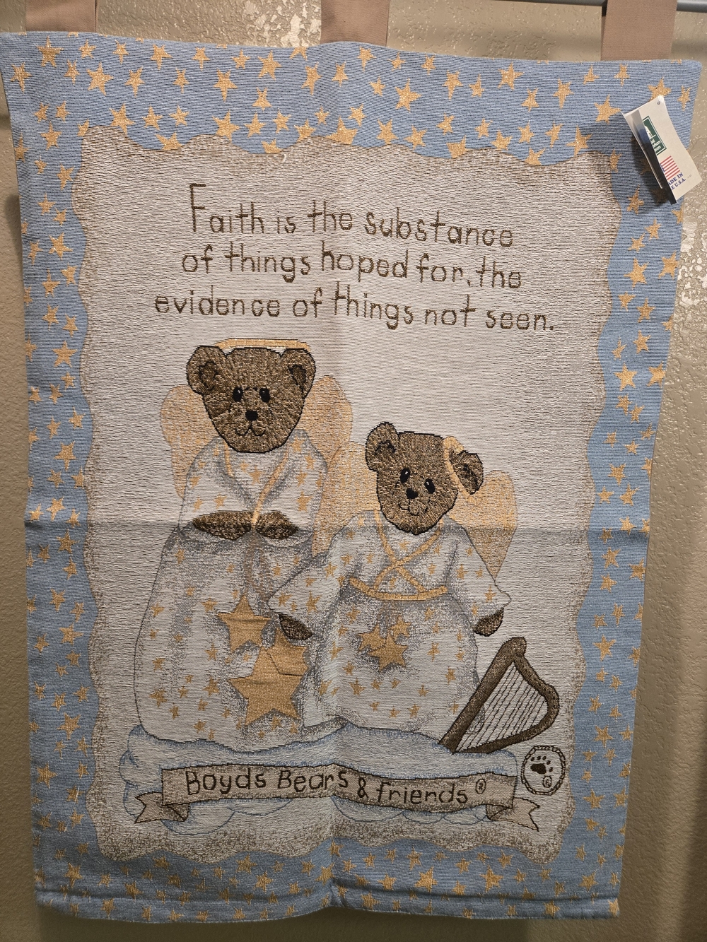 Vintage Boyds Bears & Friends Plush Bear Wall Hanging - Blue & Cream
